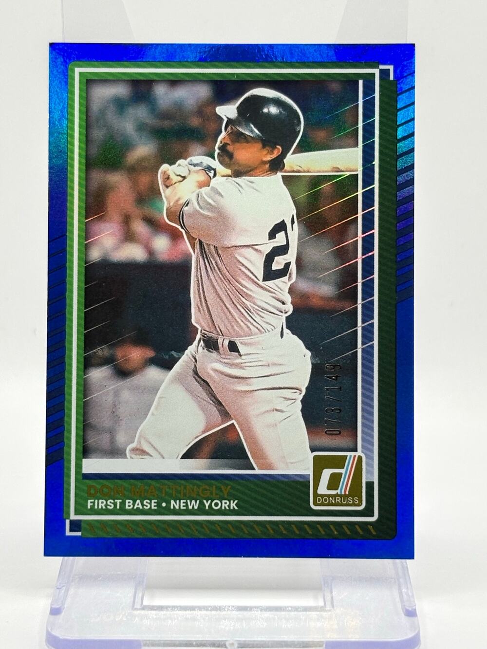2025 Panini Donruss Baseball Don Mattingly Blue Holo Refractor 73/149 SP Yankees